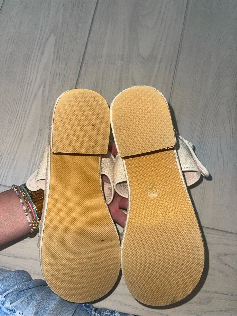Matisse Cream Woven Platform Sandals with Gold Buckle